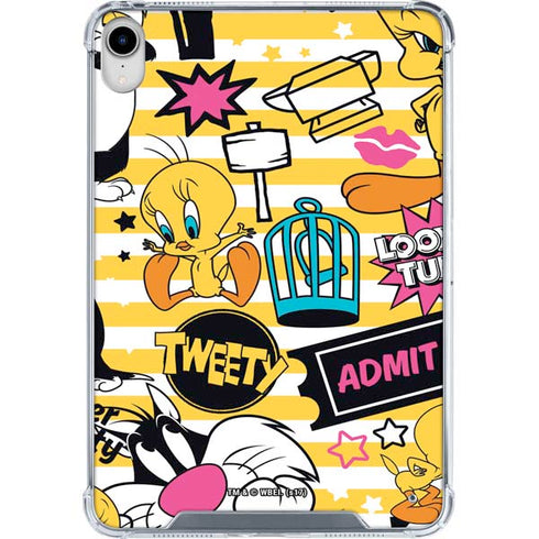 Looney Tunes Tweety and Sylvester Striped Patches iPad 11th Gen (2025) Clear Case