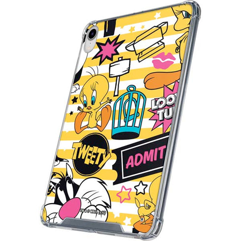 Looney Tunes Tweety and Sylvester Striped Patches iPad 11th Gen (2025) Clear Case