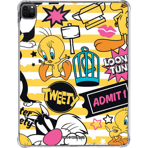 Looney Tunes Tweety and Sylvester Striped Patches iPad Pro 11in (2024) Clear Case