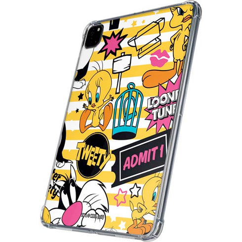 Looney Tunes Tweety and Sylvester Striped Patches iPad Pro 11in (2024) Clear Case