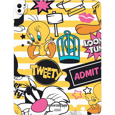 Looney Tunes Tweety and Sylvester Striped Patches iPad Pro 13in M4 (2024) Skin