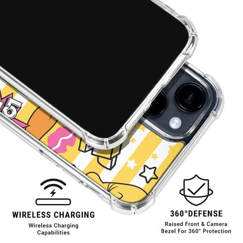 Looney Tunes Tweety and Sylvester Striped Patches iPhone 15 Clear Case