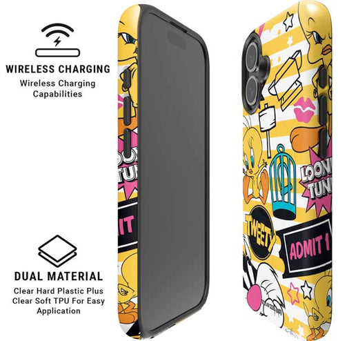 Looney Tunes Tweety and Sylvester Striped Patches iPhone 16 Magsafe Impact Case