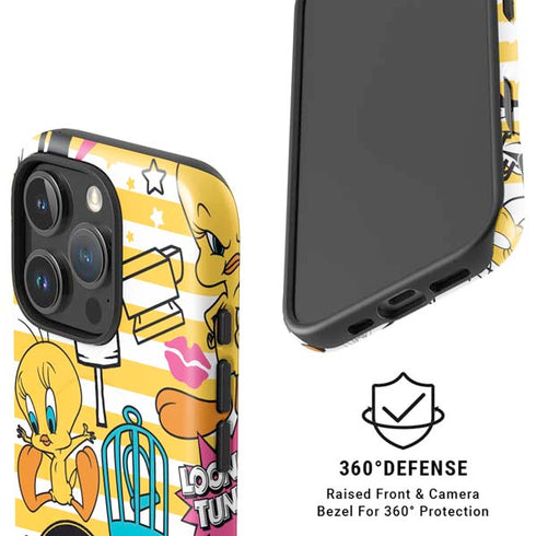 Looney Tunes Tweety and Sylvester Striped Patches iPhone 16 Pro Magsafe Impact Case