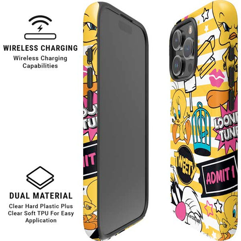 Looney Tunes Tweety and Sylvester Striped Patches iPhone 16 Pro Magsafe Impact Case