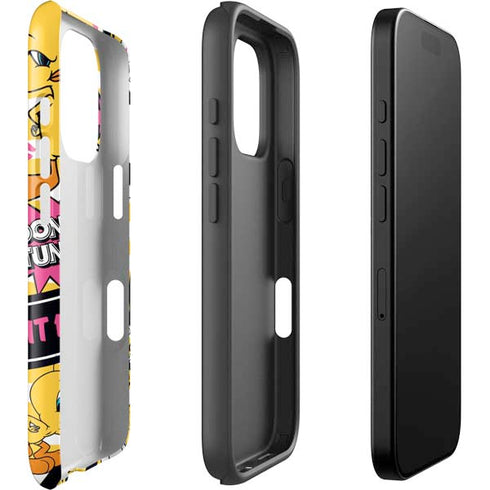 Looney Tunes Tweety and Sylvester Striped Patches iPhone 16 Pro Max Impact Case
