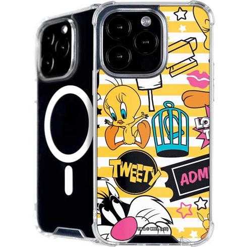 Looney Tunes Tweety and Sylvester Striped Patches iPhone 16 Pro Max MagSafe Case