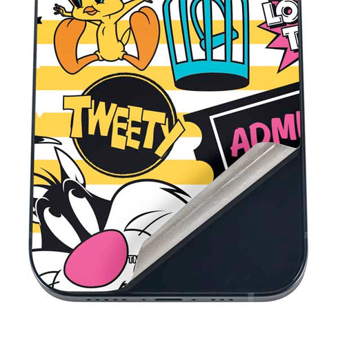 Looney Tunes Tweety and Sylvester Striped Patches iPhone 16 Skin