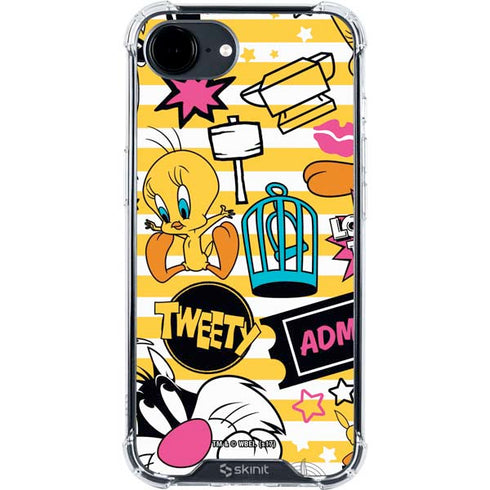 Looney Tunes Tweety and Sylvester Striped Patches iPhone 16e Clear Case
