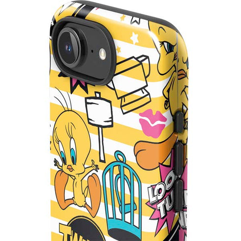 Looney Tunes Tweety and Sylvester Striped Patches iPhone 16e Impact Case