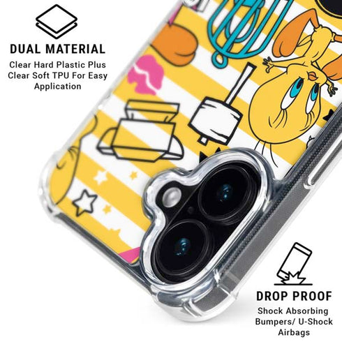 Looney Tunes Tweety and Sylvester Striped Patches iPhone 17 Clear Case