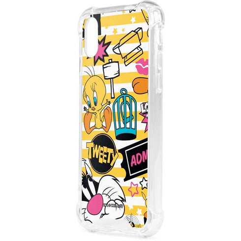 Looney Tunes Tweety and Sylvester Striped Patches iPhone XS Clear Case