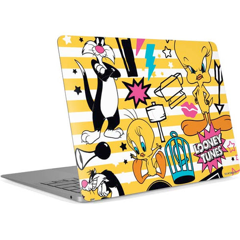 Looney Tunes Tweety and Sylvester Striped Patches Apple MacBook Air Skin