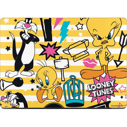 Looney Tunes Tweety and Sylvester Striped Patches Apple MacBook Pro 14-inch Skin