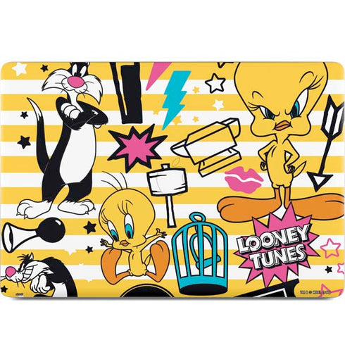 Looney Tunes Tweety and Sylvester Striped Patches MacBook Skins