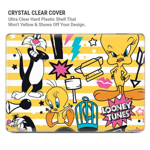 Looney Tunes Tweety and Sylvester Striped Patches MacBook Cases