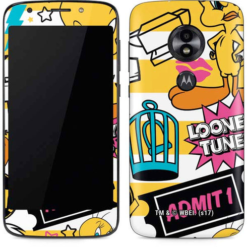 Looney Tunes Tweety and Sylvester Striped Patches Moto E5 Play Skin