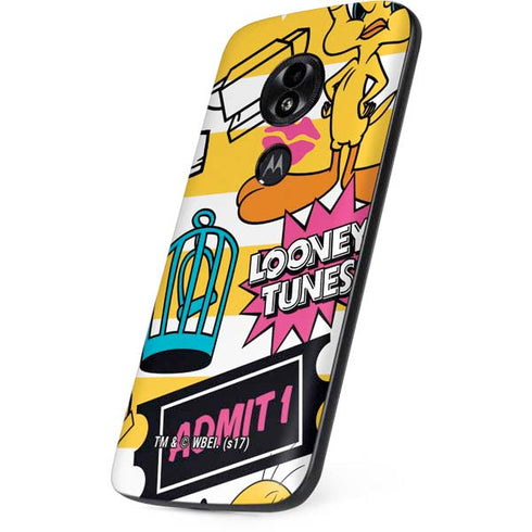 Looney Tunes Tweety and Sylvester Striped Patches Moto E5 Play Skin