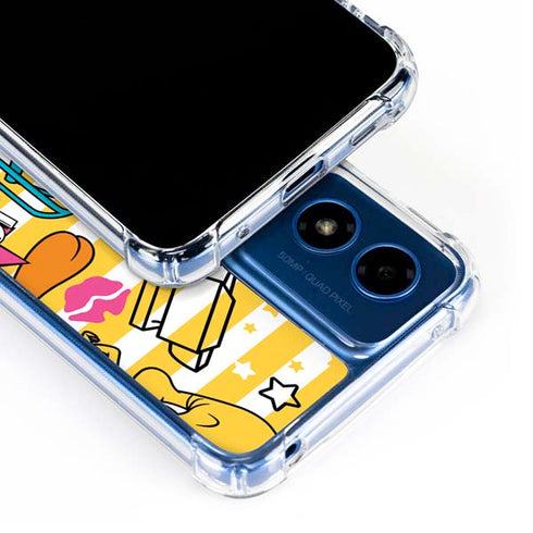 Looney Tunes Tweety and Sylvester Striped Patches Moto G Play 4G (2024) Clear Case