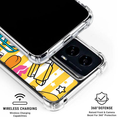 Looney Tunes Tweety and Sylvester Striped Patches Moto G Power 5G (2024) Clear Case