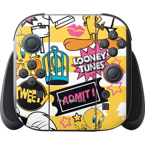 Looney Tunes Tweety and Sylvester Striped Patches Nintendo Switch 2 (2025) with Joy-Con Skin