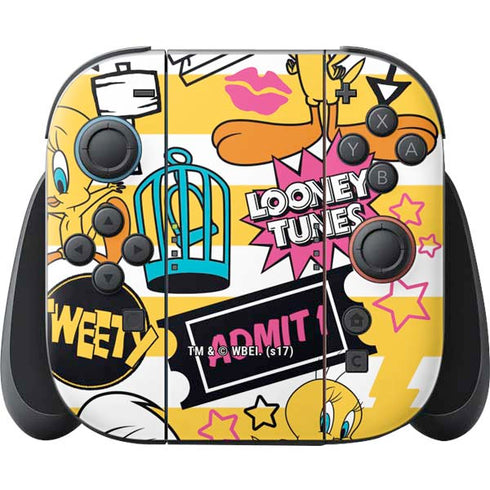 Looney Tunes Tweety and Sylvester Striped Patches Nintendo Switch 2 (2025) Joy-Con Controller Skin