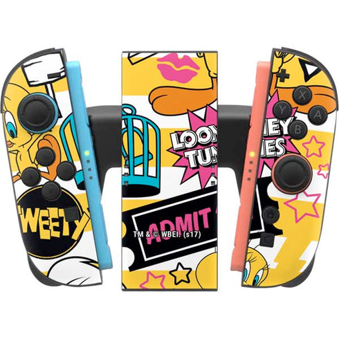 Looney Tunes Tweety and Sylvester Striped Patches Nintendo Switch 2 (2025) Joy-Con Controller Skin