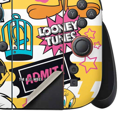 Looney Tunes Tweety and Sylvester Striped Patches Nintendo Switch 2 (2025) Joy-Con Controller Skin
