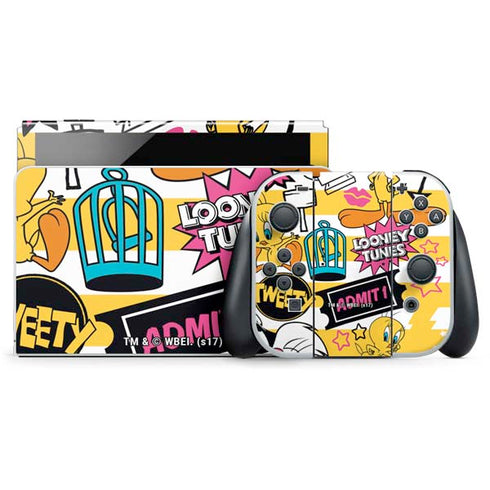 Looney Tunes Tweety and Sylvester Striped Patches Nintendo Skins