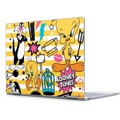 Looney Tunes Tweety and Sylvester Striped Patches Pixelbook Skin