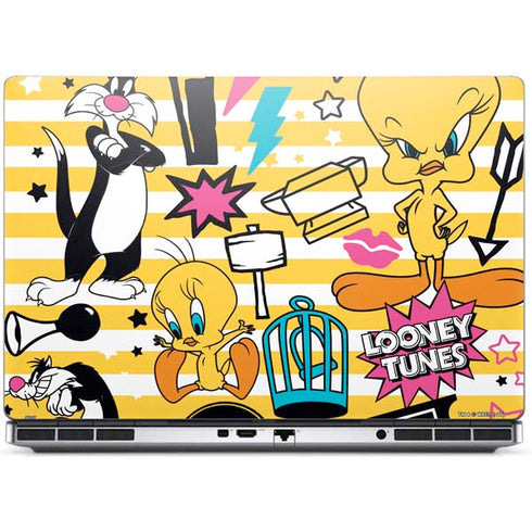 Looney Tunes Tweety and Sylvester Striped Patches Dell Precision Skin