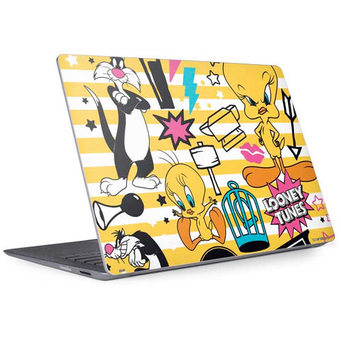 Looney Tunes Tweety and Sylvester Striped Patches Surface Laptop 2 Skin