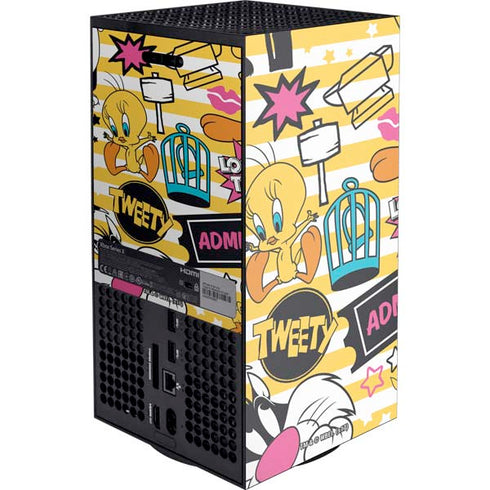 Looney Tunes Tweety and Sylvester Striped Patches XBox Series X Digital Edition Console Skin