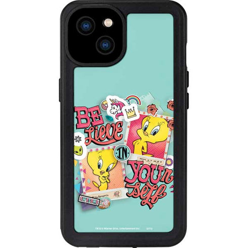 Looney Tunes Tweety Bird Believe In Yourself iPhone 15 Plus Waterproof Case