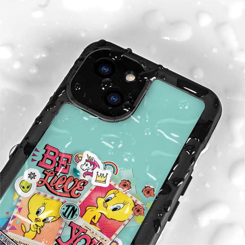 Looney Tunes Tweety Bird Believe In Yourself iPhone 15 Plus Waterproof Case