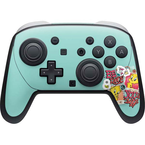 Looney Tunes Tweety Bird Believe In Yourself Nintendo Switch 2 (2025) Pro Controller Skin