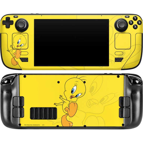 Looney Tunes Tweety Bird Double Steam Deck Handheld Gaming Computer OLED Skin