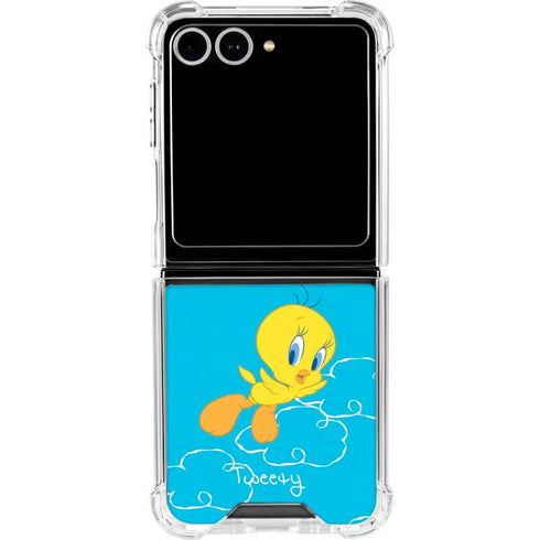 Looney Tunes Tweety Bird Flying Galaxy Z Flip7 Clear Case