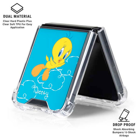Looney Tunes Tweety Bird Flying Galaxy Z Flip7 Clear Case