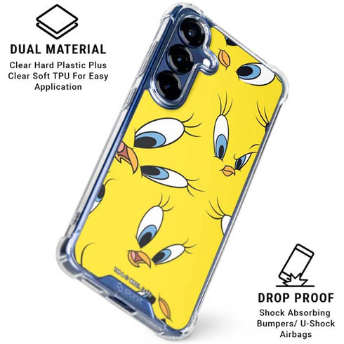 Looney Tunes Tweety Bird Super Sized Pattern Galaxy S25 Clear Case
