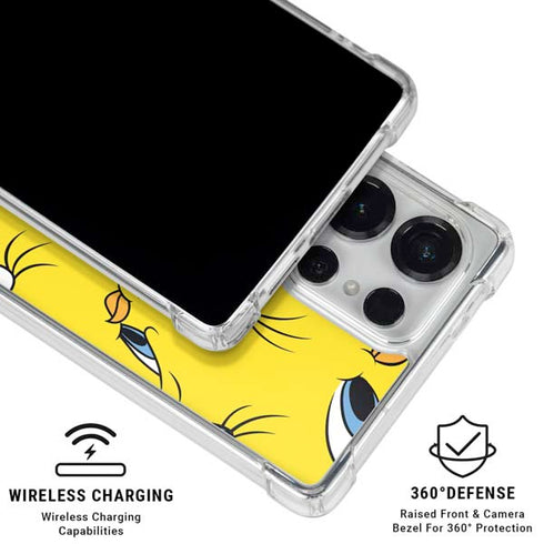 Looney Tunes Tweety Bird Super Sized Pattern Galaxy S25 Ultra Clear Case