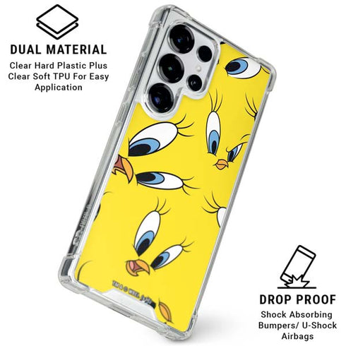 Looney Tunes Tweety Bird Super Sized Pattern Galaxy S26 Ultra Clear Case