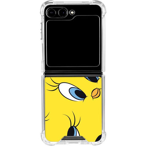 Looney Tunes Tweety Bird Super Sized Pattern Galaxy Z Flip6 Clear Case