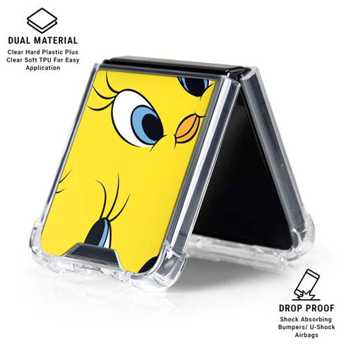 Looney Tunes Tweety Bird Super Sized Pattern Galaxy Z Flip6 Clear Case