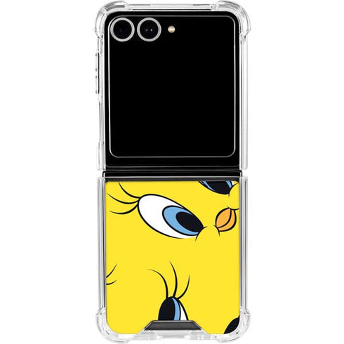 Looney Tunes Tweety Bird Super Sized Pattern Galaxy Z Flip7 Clear Case