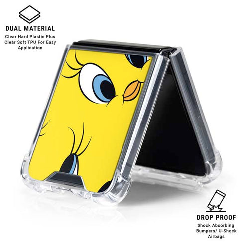 Looney Tunes Tweety Bird Super Sized Pattern Galaxy Z Flip7 Clear Case