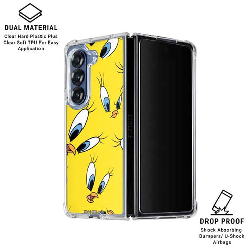 Looney Tunes Tweety Bird Super Sized Pattern Galaxy Z Fold6 Clear Case