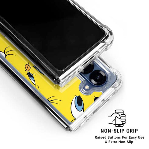 Looney Tunes Tweety Bird Super Sized Pattern Galaxy Z Fold7 Clear Case