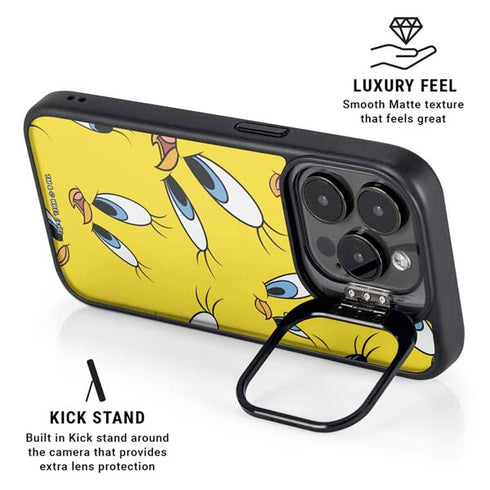 Looney Tunes Tweety Bird Super Sized Pattern iPhone 13 Pro Kickstand Case