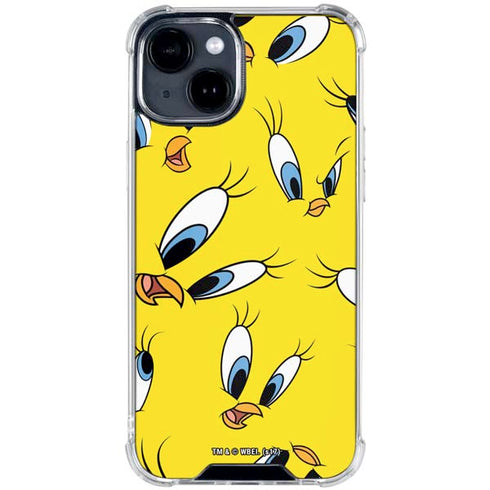 Looney Tunes Tweety Bird Super Sized Pattern iPhone 15 Clear Case